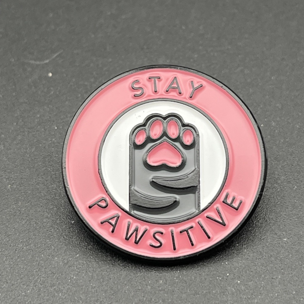 Stay Pawsitive Kitty Cat Paw Cute Lapel Hat Pin